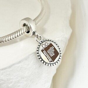 Pandora Bloomingdale's Medium Brown Bag Dangle S925 Silver Charm